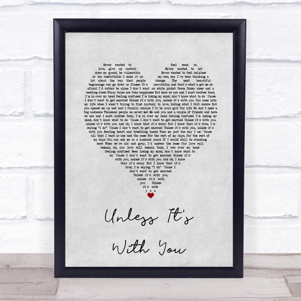 Christina Aguilera Unless It's With You Grey Heart Song Lyric Print