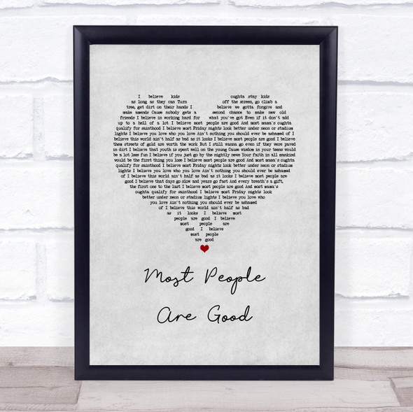 Luke Bryan Most People Are Good Grey Heart Song Lyric Print