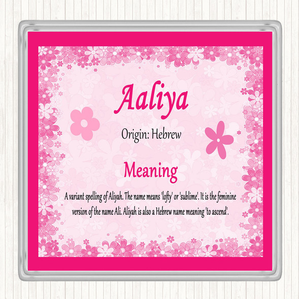 Aaliya Name Meaning Coaster Pink