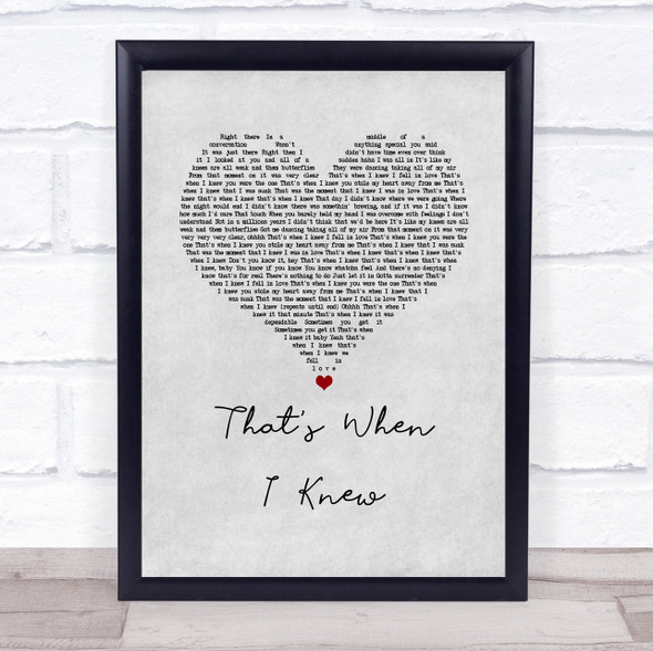 Alicia Keys That's When I Knew Grey Heart Song Lyric Print