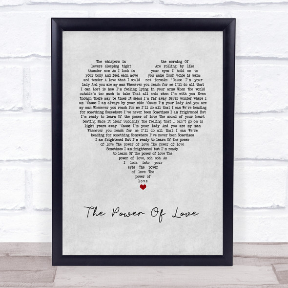 Céline Dion The Power Of Love Grey Heart Song Lyric Print