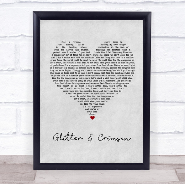 All Time Low Glitter & Crimson Grey Heart Song Lyric Print