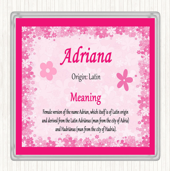 Adriana Name Meaning Coaster Pink