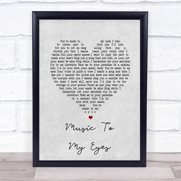 Lady Gaga & Bradley Cooper Music To My Eyes Grey Heart Song Lyric Print