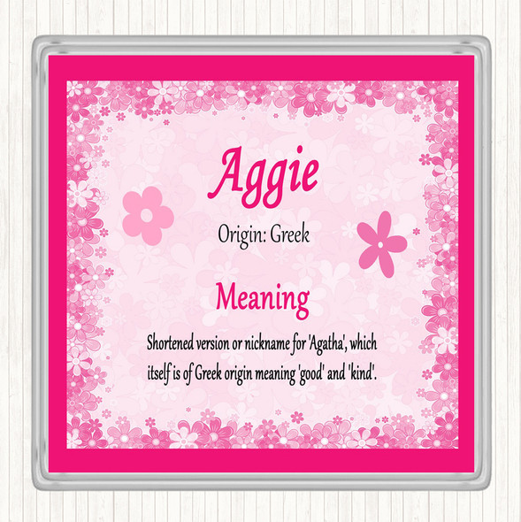 Aggie Name Meaning Coaster Pink