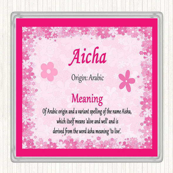 Aicha Name Meaning Coaster Pink