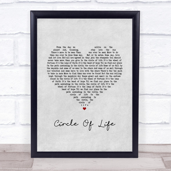 Elton John Circle Of Life Grey Heart Song Lyric Print