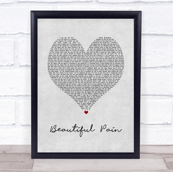 Eminem Beautiful Pain Grey Heart Song Lyric Print