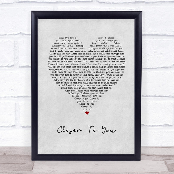 Adam Lambert Closer To You Grey Heart Song Lyric Print