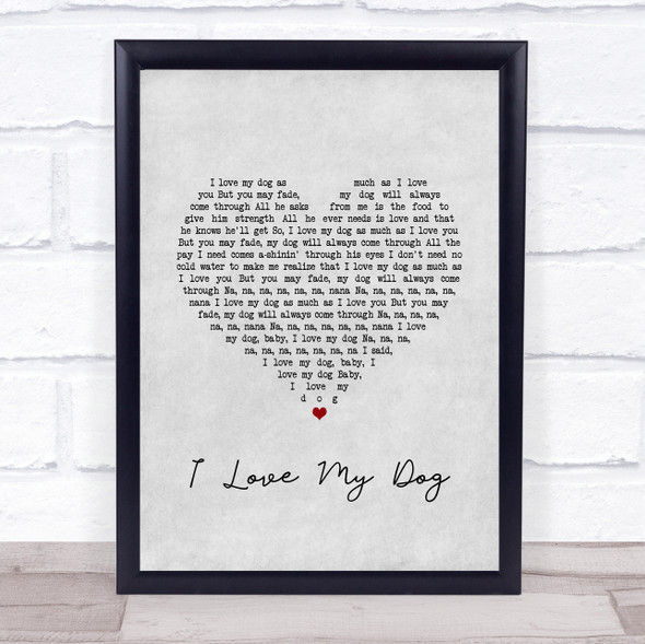 Cat Stevens I Love My Dog Grey Heart Song Lyric Print