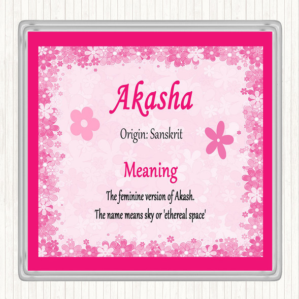 Akasha Name Meaning Coaster Pink