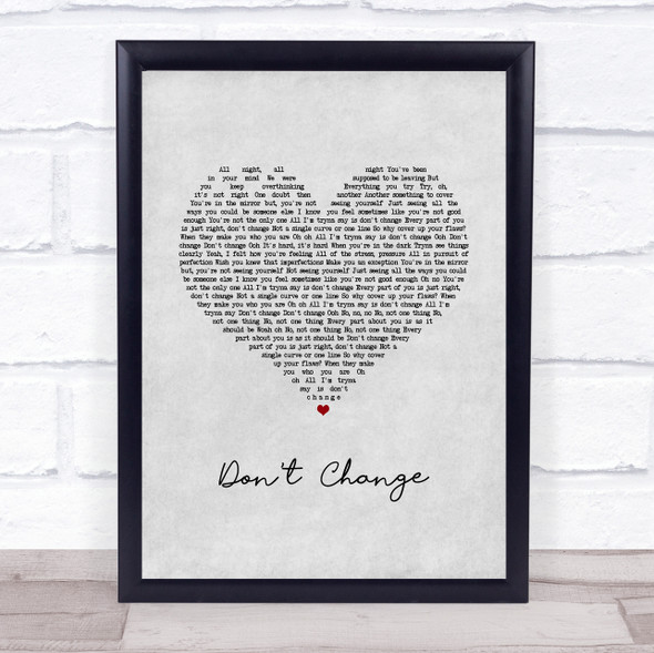 Why Don't We Don't Change Grey Heart Song Lyric Print