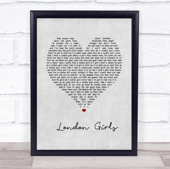 Chas and Dave London Girls Grey Heart Song Lyric Print