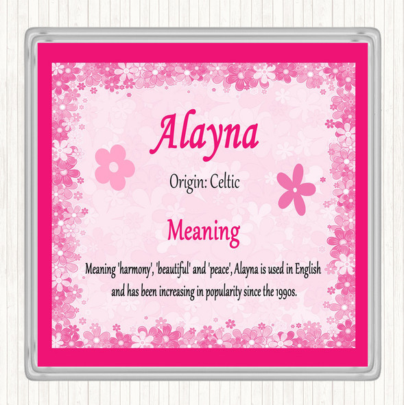 Alayna Name Meaning Coaster Pink