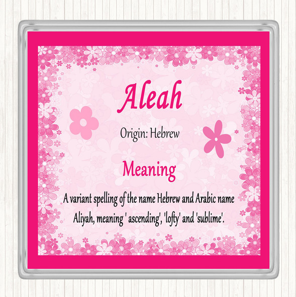 Aleah Name Meaning Coaster Pink