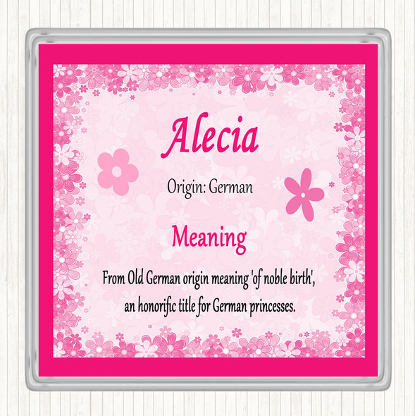 Alecia Name Meaning Coaster Pink
