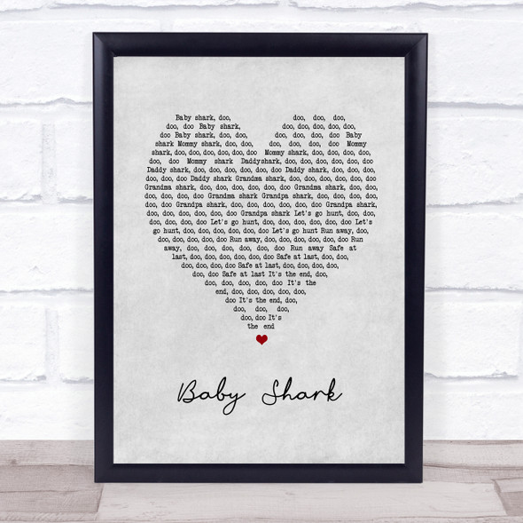 Pinkfong Baby Shark Grey Heart Song Lyric Print