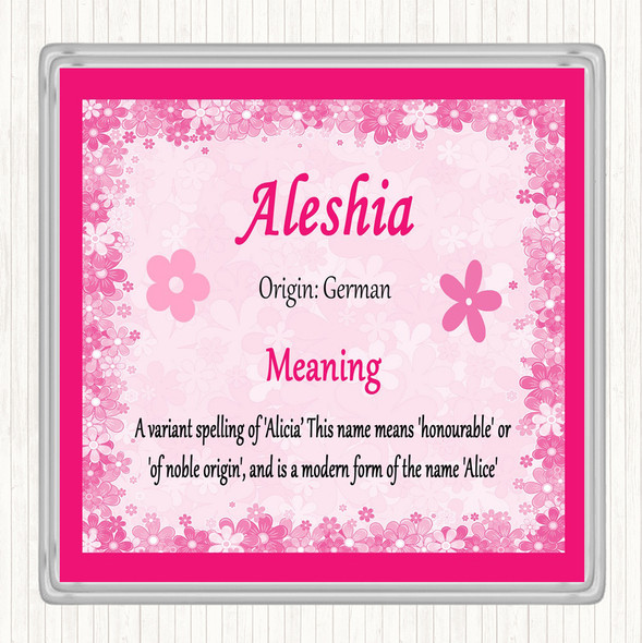 Aleshia Name Meaning Coaster Pink