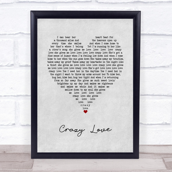 Brian McKnight Crazy Love Grey Heart Song Lyric Print