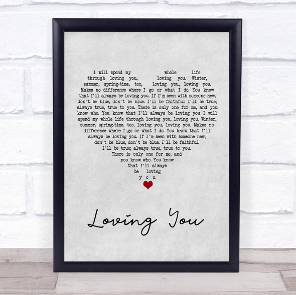 Elvis Presley Loving You Grey Heart Song Lyric Print