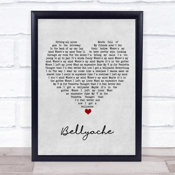 Billie Eilish Bellyache Grey Heart Song Lyric Print