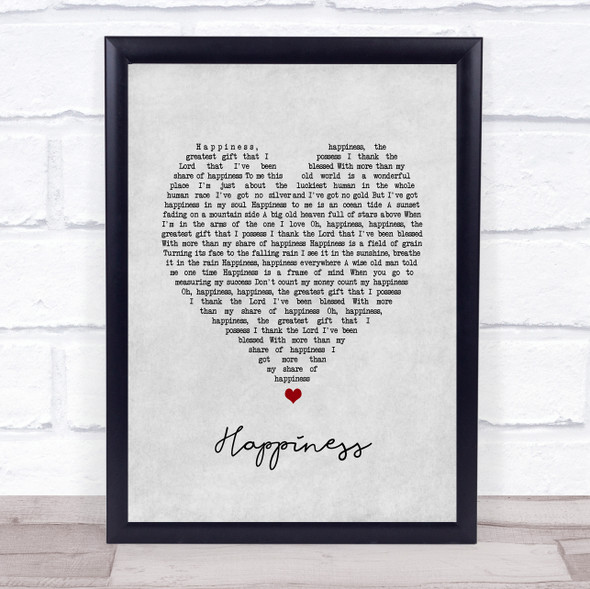 Ken Dodd Happiness Grey Heart Song Lyric Print