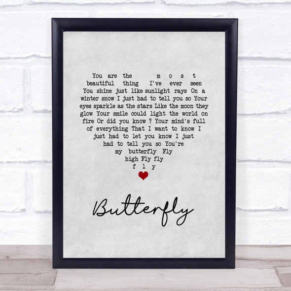 Lenny Kravitz Butterfly Grey Heart Song Lyric Print