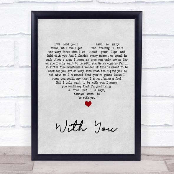 Prince With You Grey Heart Song Lyric Print