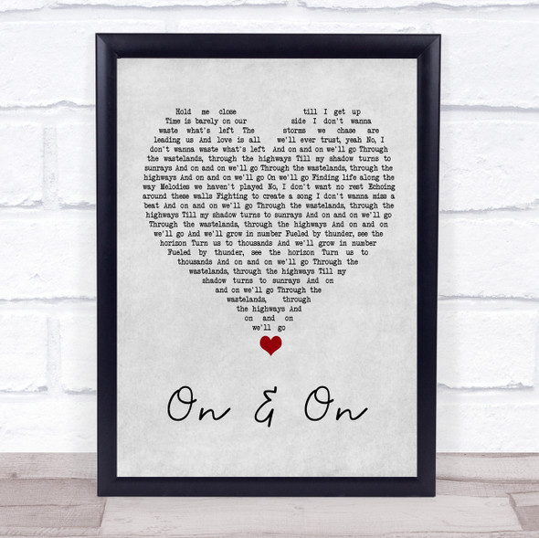 Cartoon On & On Grey Heart Song Lyric Print