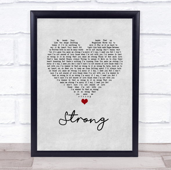 One Direction Strong Grey Heart Song Lyric Print