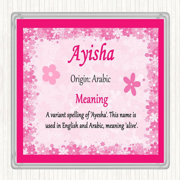 Ayisha Name Meaning Coaster Pink