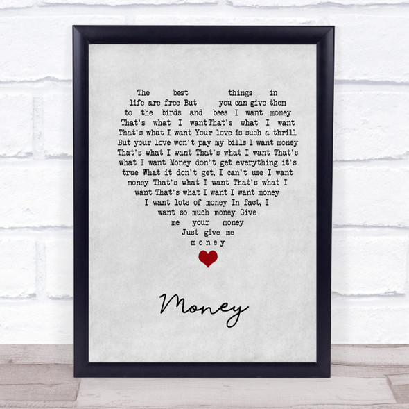 The Flying Lizards Money Grey Heart Song Lyric Print