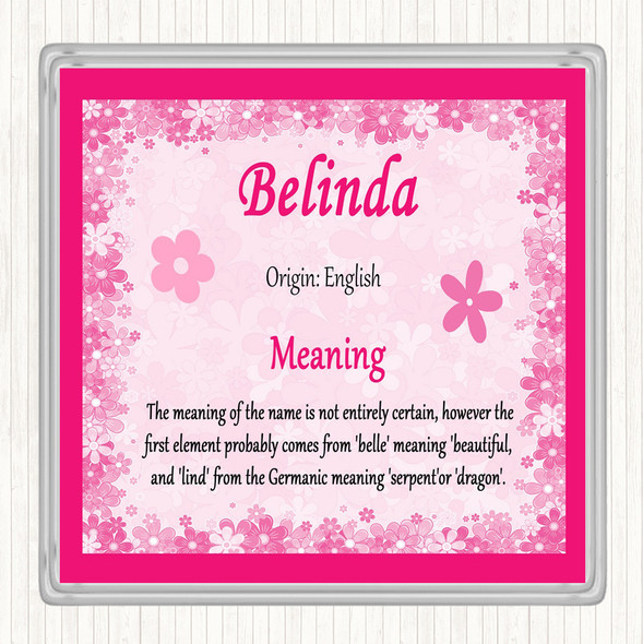 Belinda Name Meaning Coaster Pink