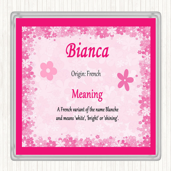 Bianca Name Meaning Coaster Pink