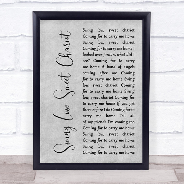 Paul Robeson Swing Low Sweet Chariot Grey Rustic Script Song Lyric Print