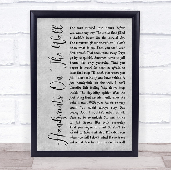 Kenny Rogers Handprints On The Wall Grey Rustic Script Song Lyric Print