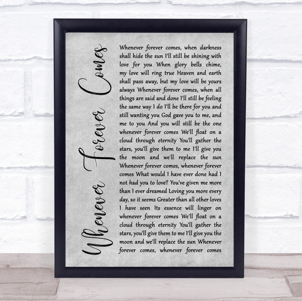 Dolly Parton feat. Collin Raye Whenever Forever Comes Grey Rustic Script Song Lyric Print