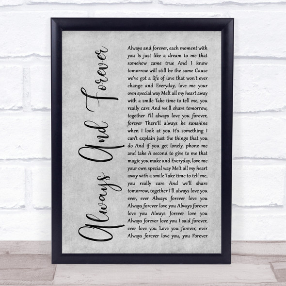 Heatwave Always And Forever Grey Rustic Script Song Lyric Print