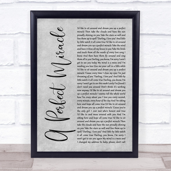 Spiritualized A Perfect Miracle Grey Rustic Script Song Lyric Print