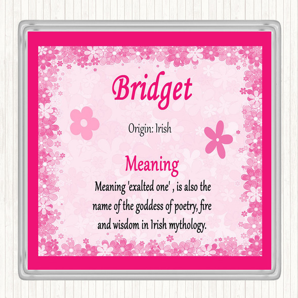 Bridget Name Meaning Coaster Pink