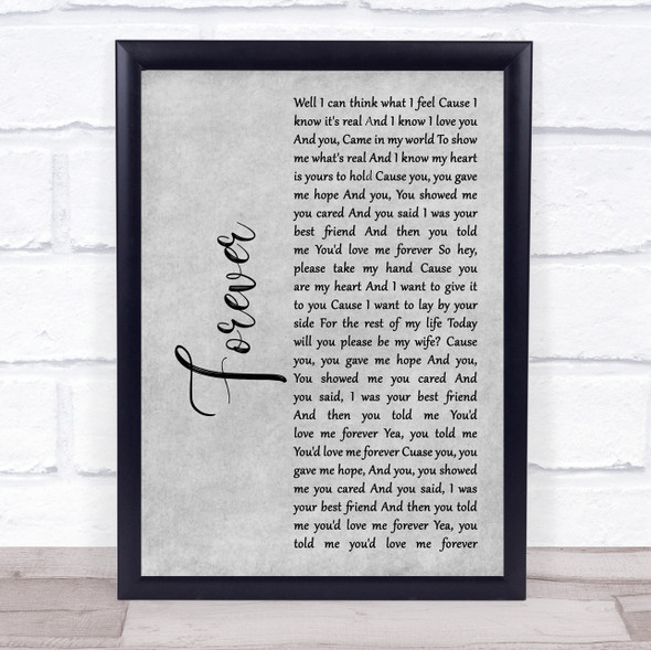 Bart Crow Band Forever Grey Rustic Script Song Lyric Print