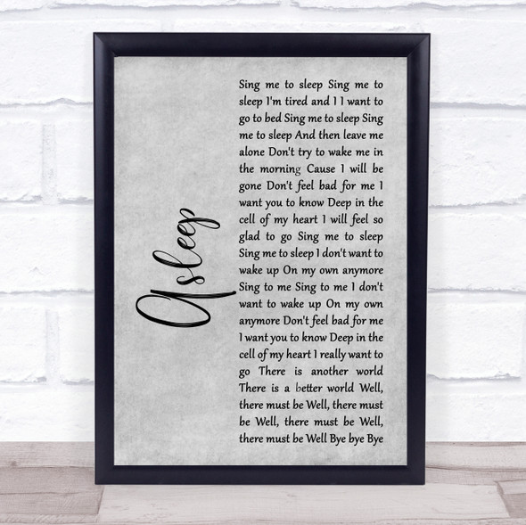 The Smiths Asleep Grey Rustic Script Song Lyric Print