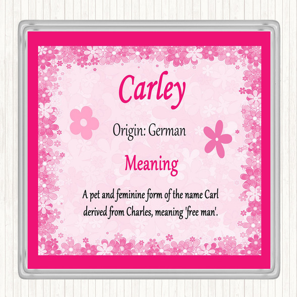 Carley Name Meaning Coaster Pink