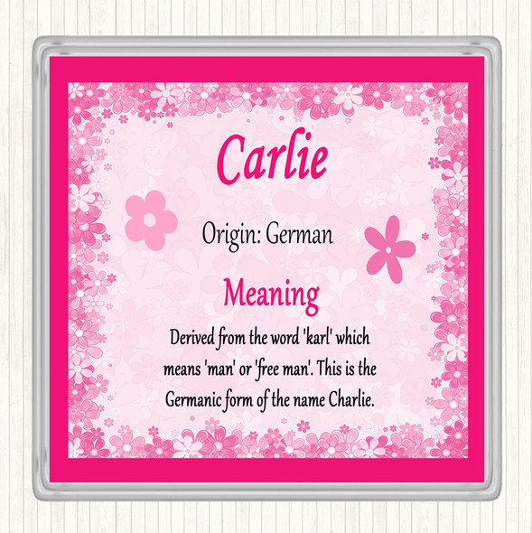 Carlie Name Meaning Coaster Pink