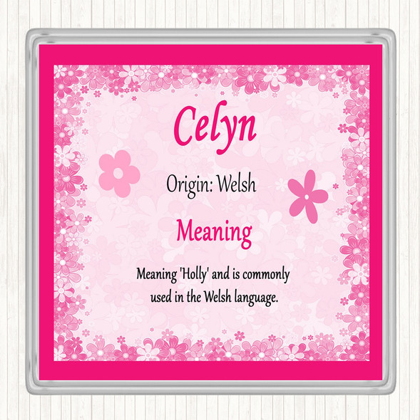 Celyn Name Meaning Coaster Pink