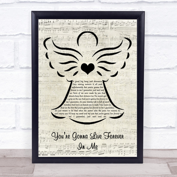 John Mayer You're Gonna Live Forever In Me Music Script Angel Song Lyric Print
