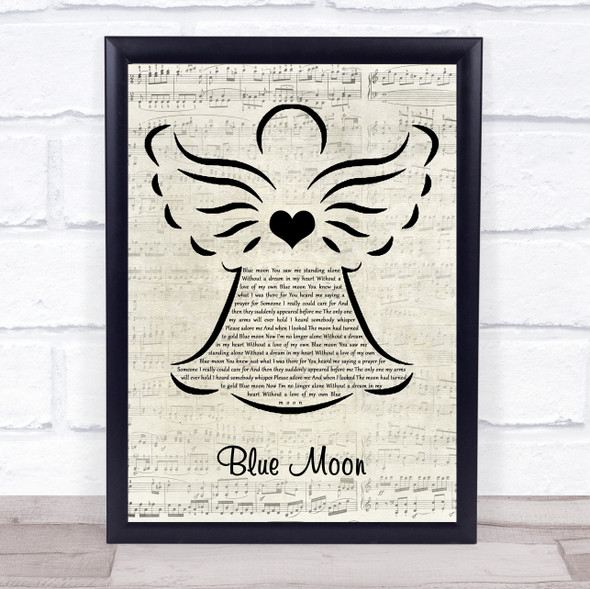 Billie Holiday Blue Moon Music Script Angel Song Lyric Print