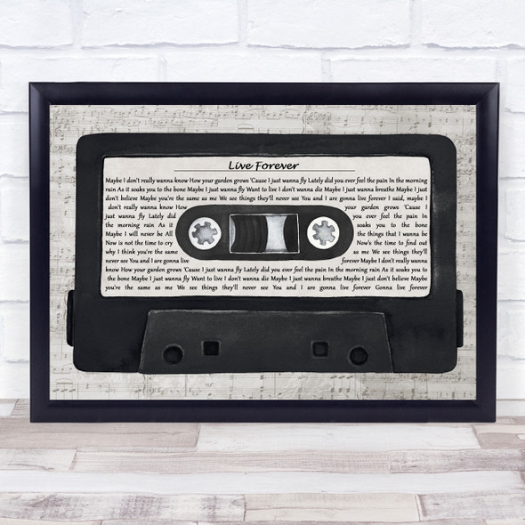 Oasis Live Forever Music Script Cassette Tape Song Lyric Print