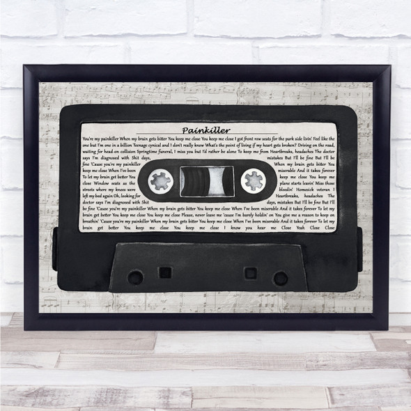 Ruel Painkiller Music Script Cassette Tape Song Lyric Print