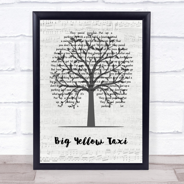 Joni Mitchell Big Yellow Taxi Music Script Tree Song Lyric Print